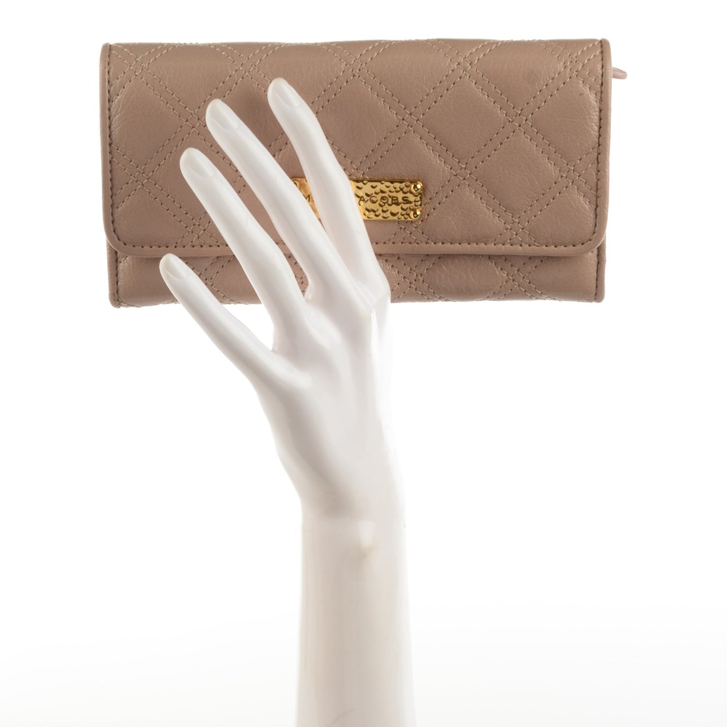 Lacquered Lambskin Baroque Double Groove Wallet Blush