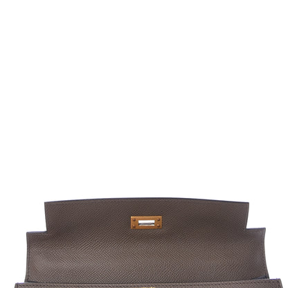 Hermes Epsom Bi Color Horseshoe Kelly Sellier 25 Etain Black 20 of 40