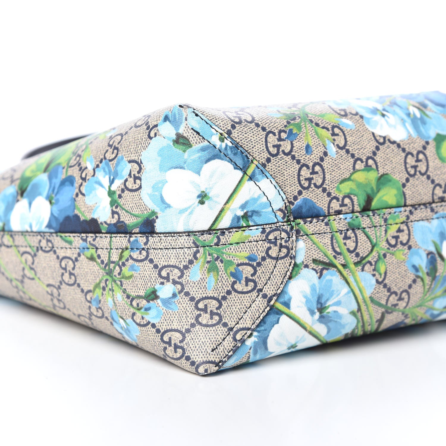 Gucci GG Supreme Monogram Blooms Medium Reversible Tote Beige Blue Navy 8 of 9