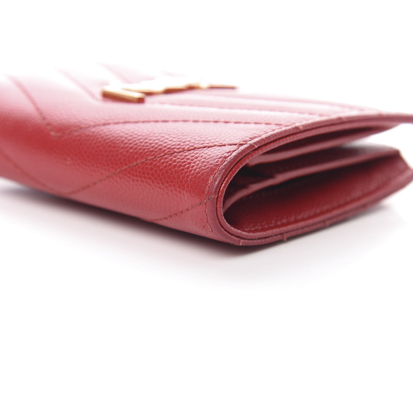 Grain De Poudre Matelasse Chevron Monogram Zipped Card Case Rouge