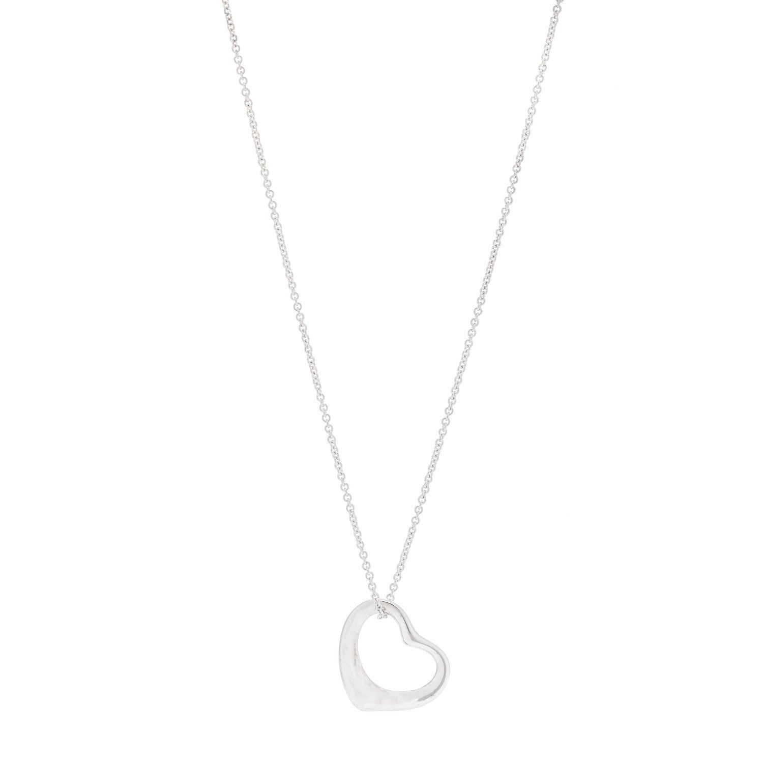 Tiffany Sterling Silver 22mm Elsa Peretti Open Heart Pendant Necklace 1 of 5