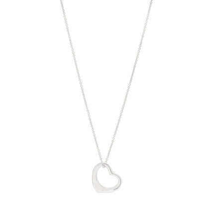 Tiffany Sterling Silver 22mm Elsa Peretti Open Heart Pendant Necklace 1 of 5