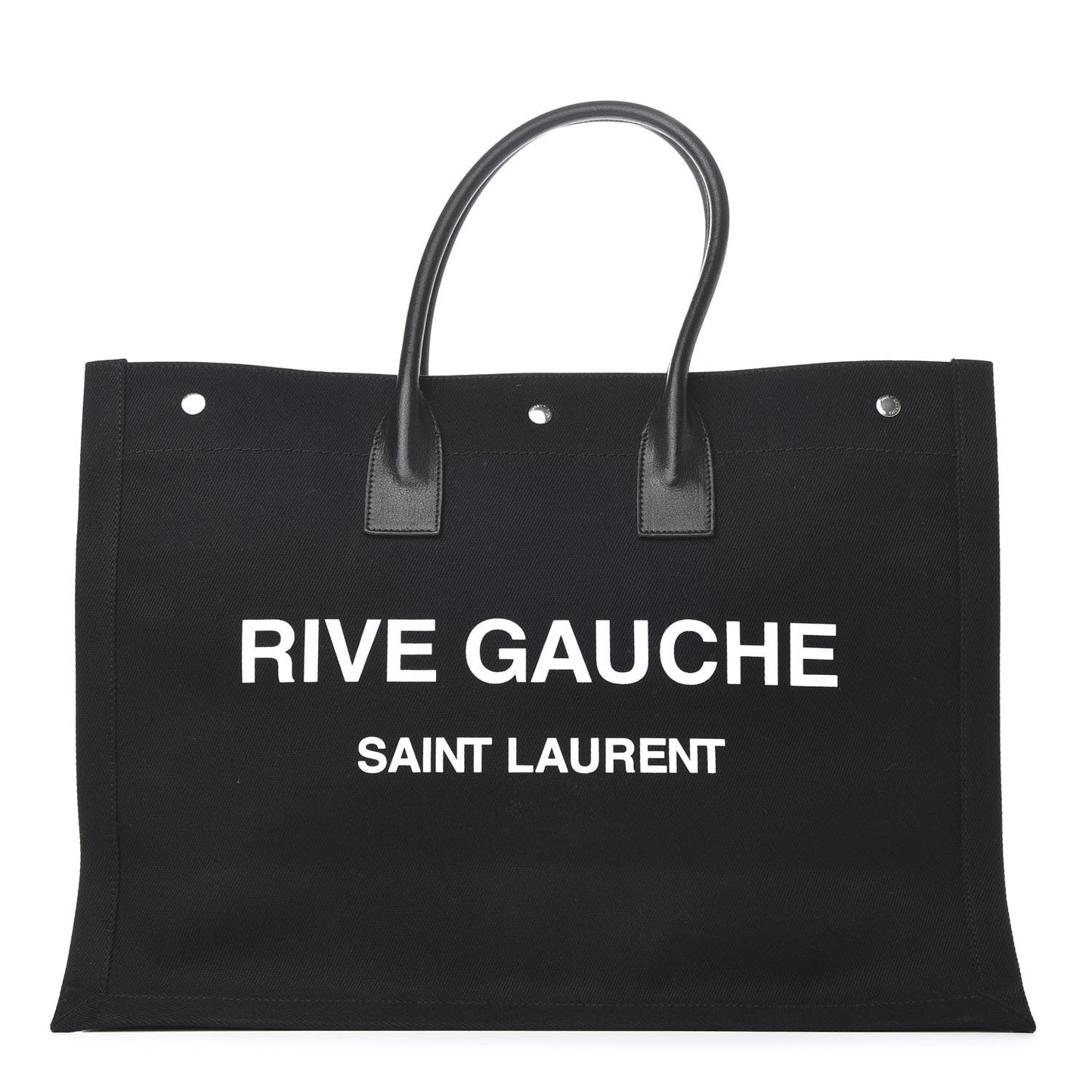 Linen Calfskin Rive Gauche Tote Black