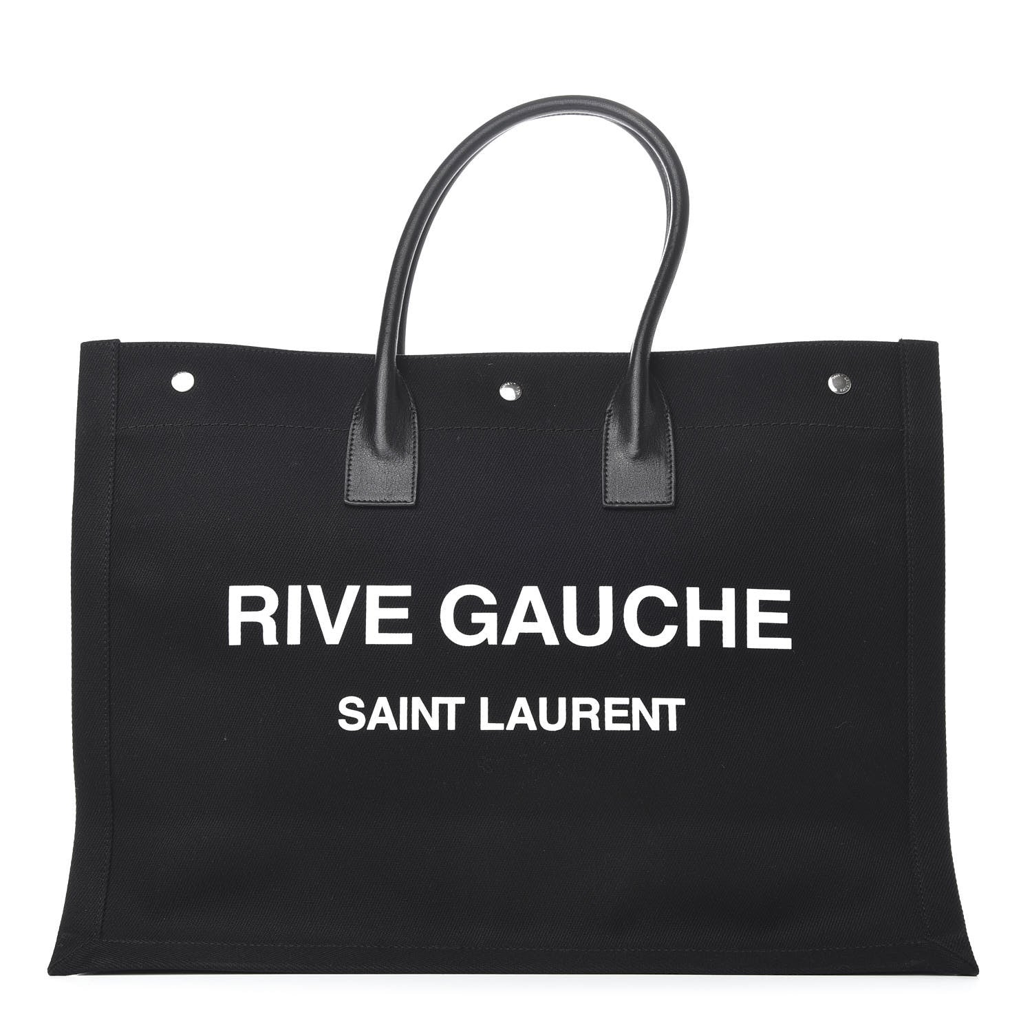 Saint Laurent Linen Calfskin Rive Gauche Tote Black 1 of 8