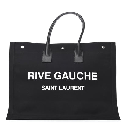 Saint Laurent Linen Calfskin Rive Gauche Tote Black 1 of 8