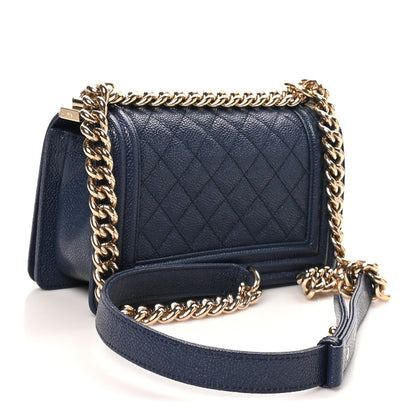 Chanel Caviar Quilted Small Boy Flap Navy 2 of 9