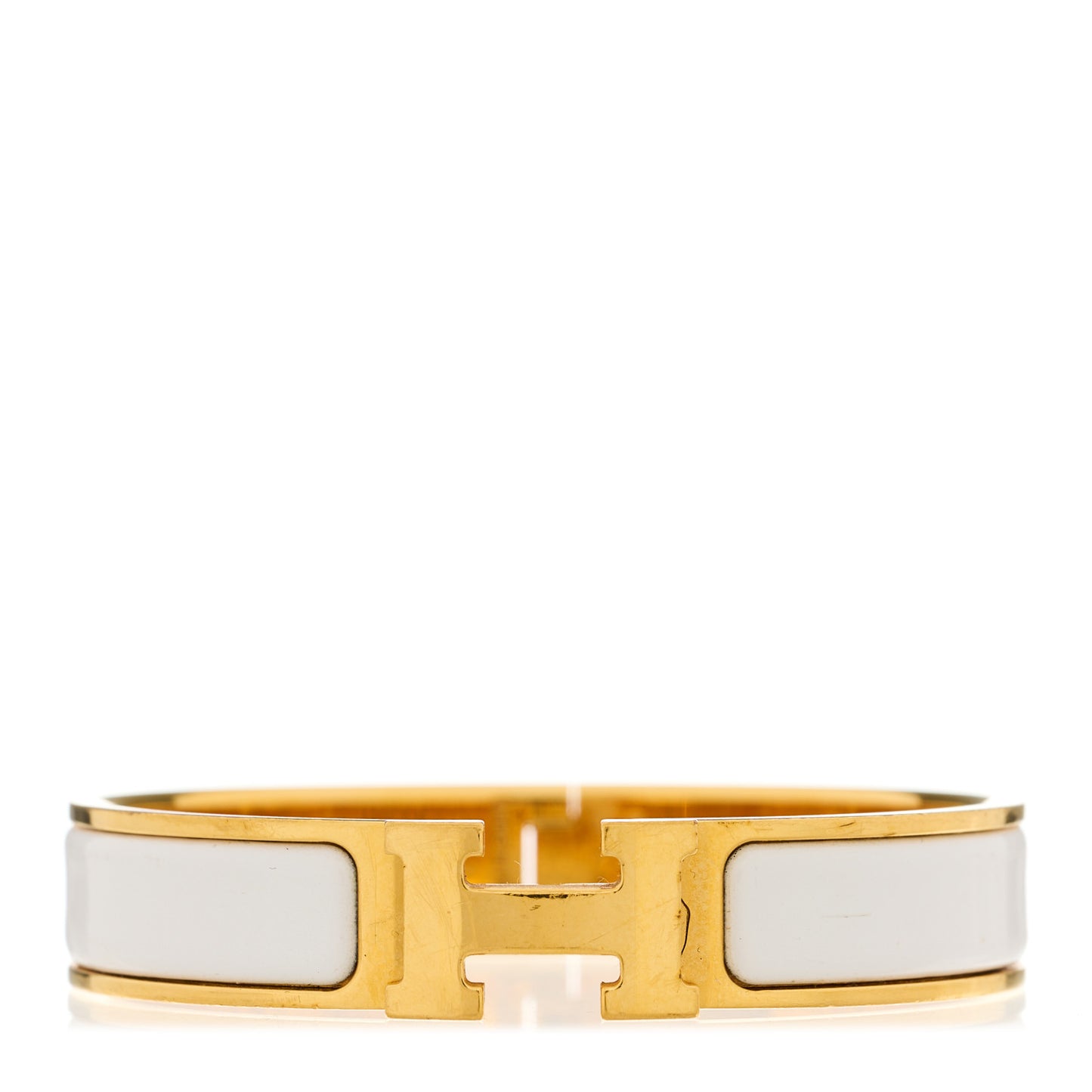 Enamel Narrow Clic Clac H Bracelet PM White