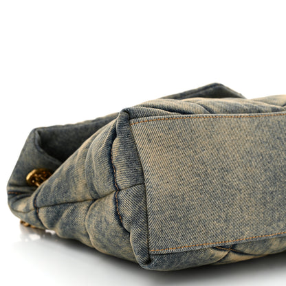 Saint Laurent Denim Quilted Small Loulou Puffer Monogram Chain Satchel Rodeo Blue Cinnamon 9 of 10