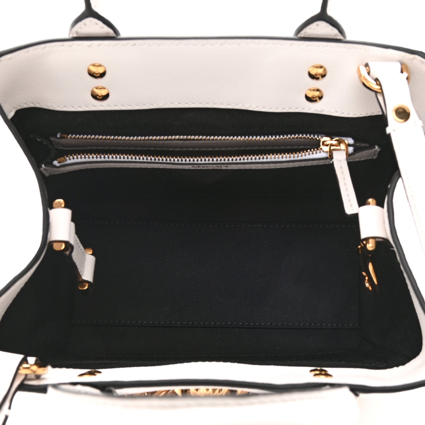 Grained Calfskin Small La Medusa Chain Tote White