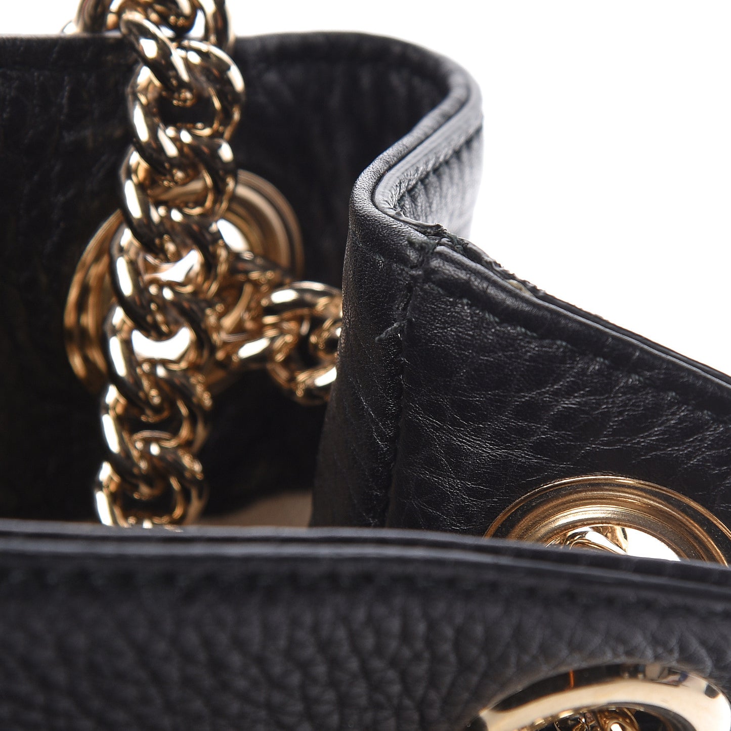 Pebbled Calfskin Medium Soho Chain Shoulder Bag Black