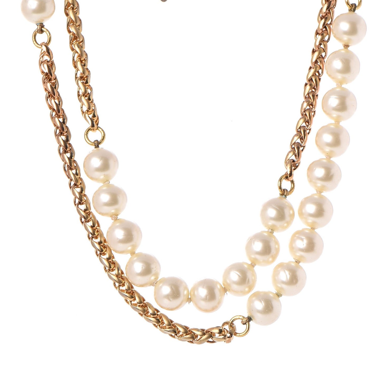 Pearl Chain Long Necklace Gold