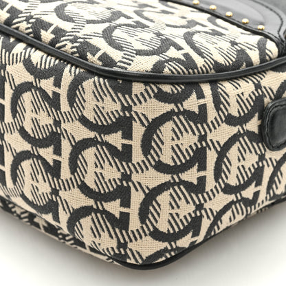 Salvatore Ferragamo Canvas Calfskin Gancini Camera Bag Black Beige 7 of 7