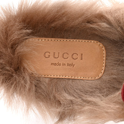 Gucci Betis Glamour Calfskin Fur Womens Princetown Slippers 36 Hibiscus Red Naturale 8 of 8