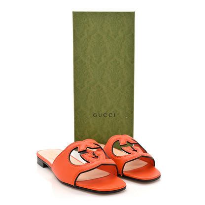 Gucci Cosmos Softy Calfskin Interlocking G Cut Out Slide Sandals 36.5 Deep Orange 9 of 9