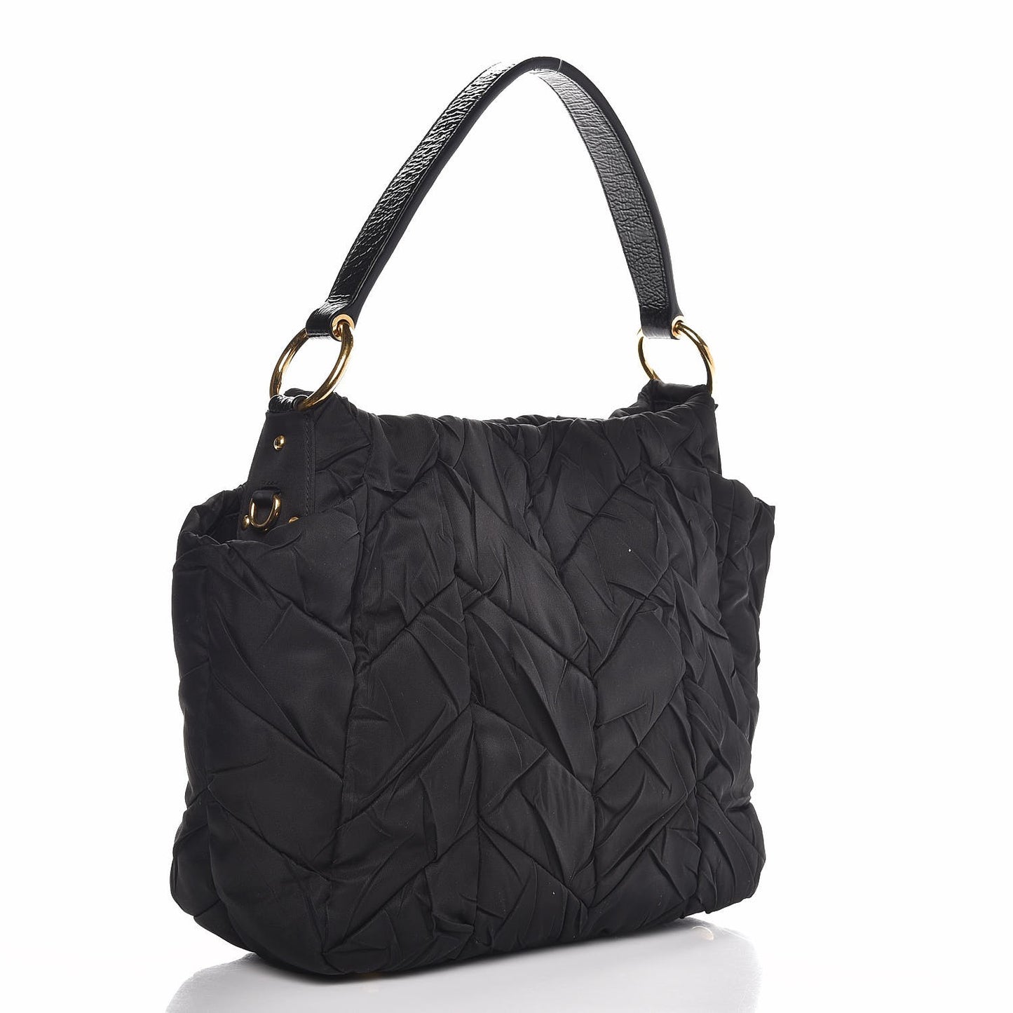 Tessuto Nylon Chevron Quilted Shoulder Bag Nero Black