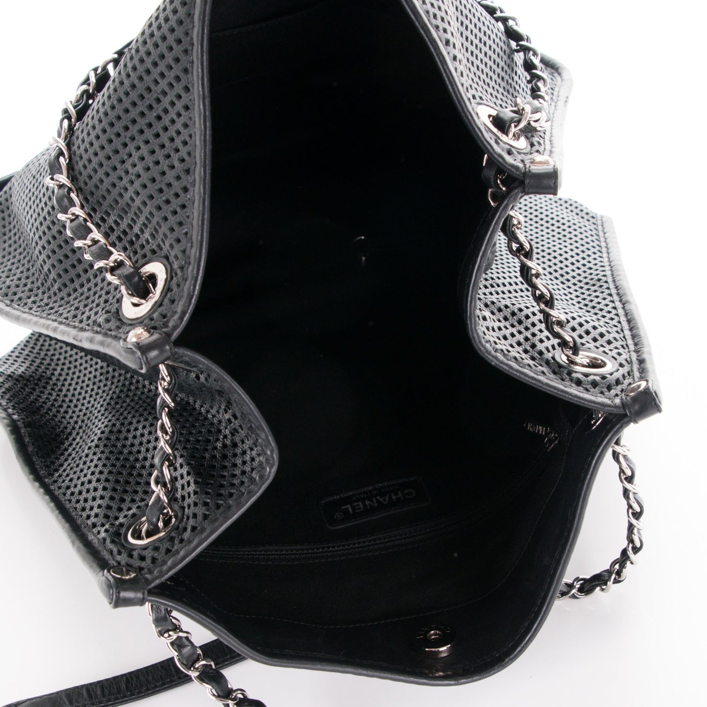 Calfskin Perforated Up In The Air Tote Black