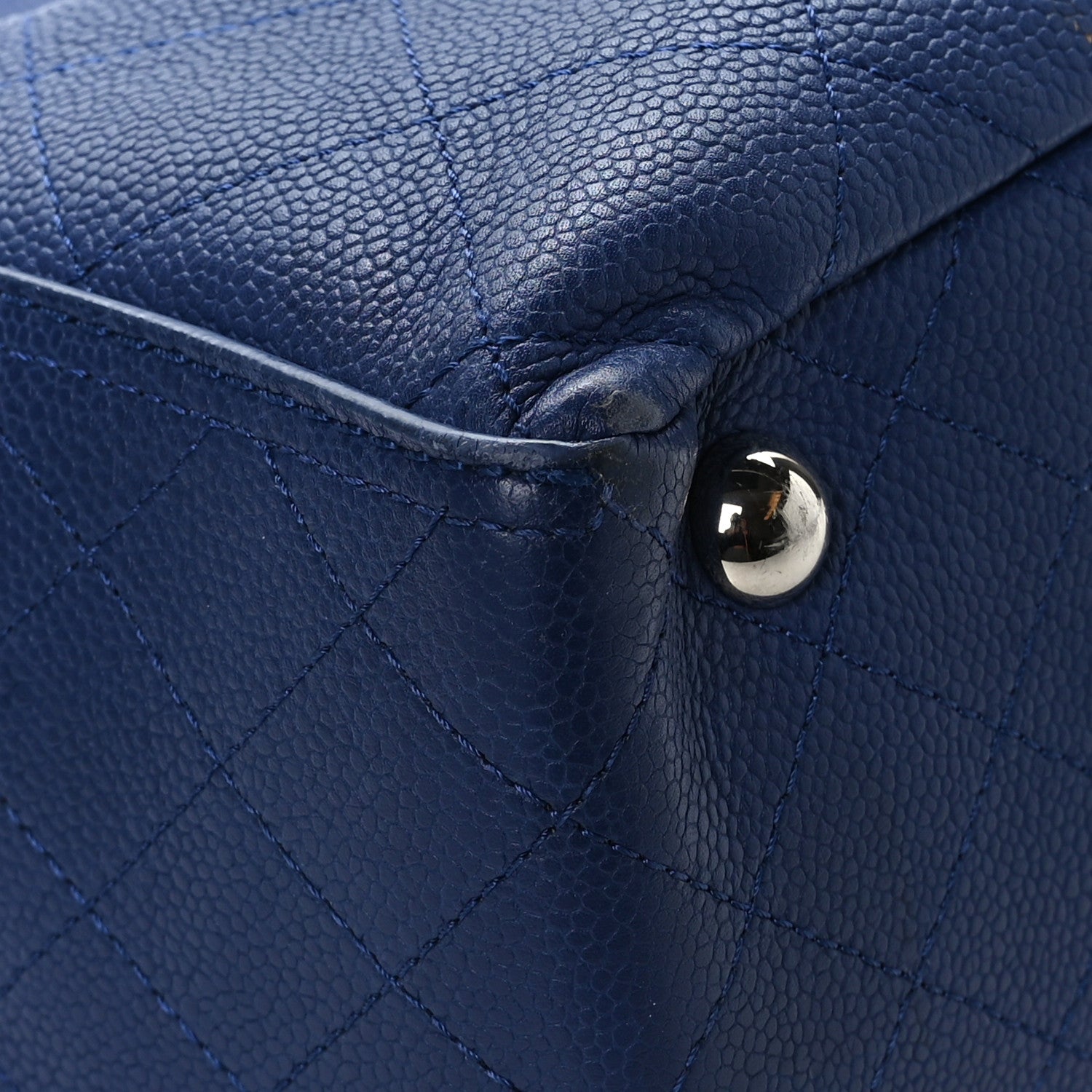 Chanel Grained Calfskin CC Pocket Tote Navy Blue 8 of 11