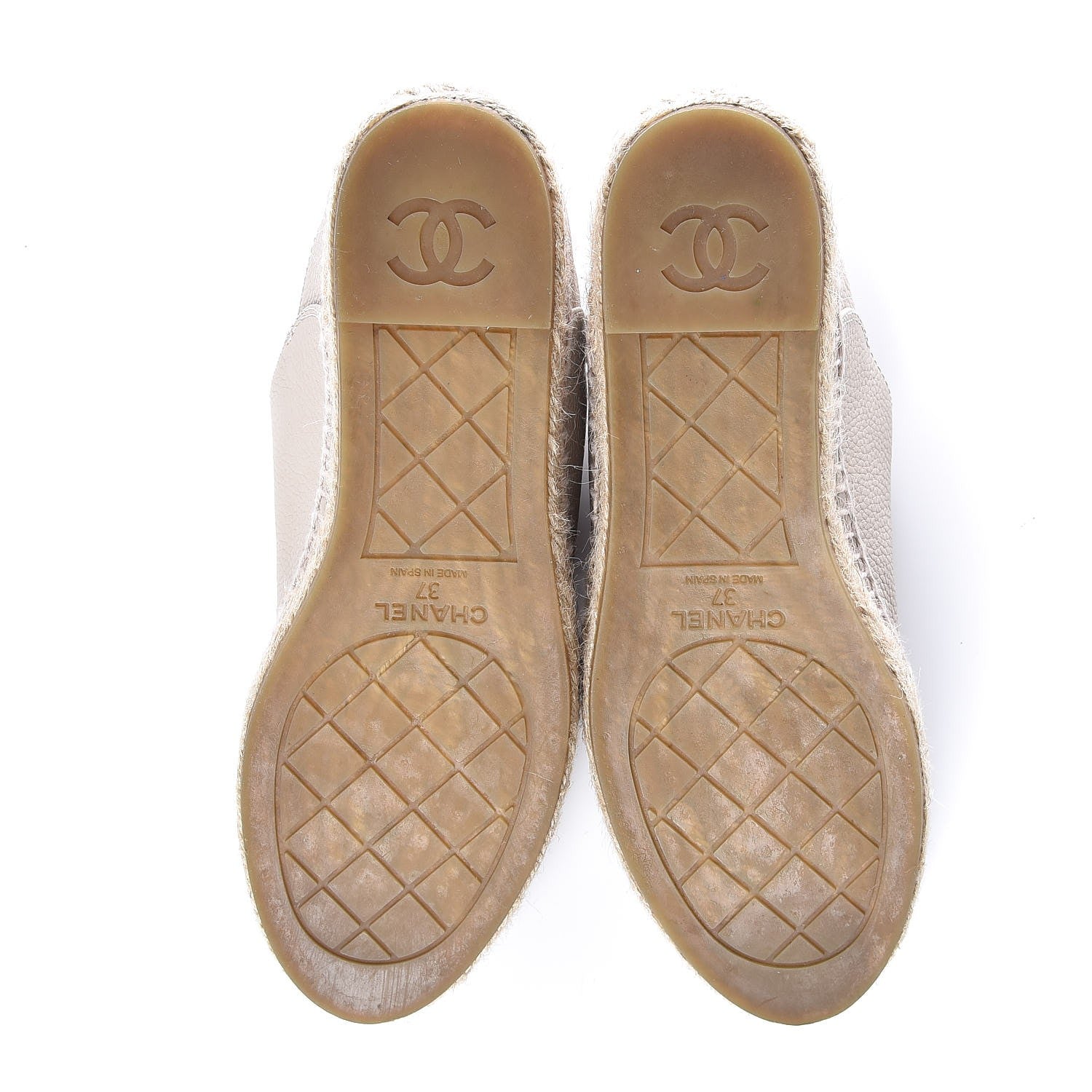 Chanel Grained Calfskin CC Espadrilles 37 Beige Black 5 of 9