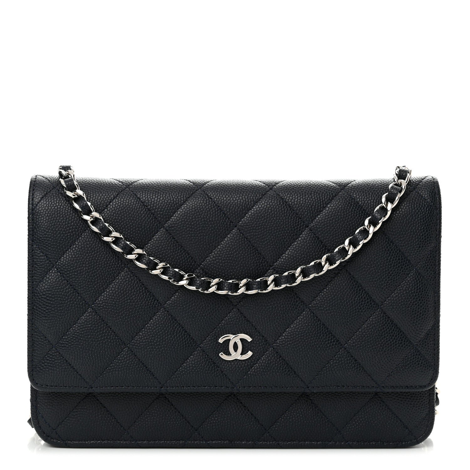 Chanel Caviar Quilted Wallet on Chain WOC Navy Blue 1 of 14