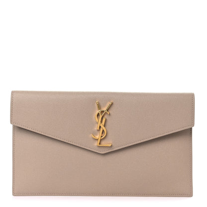 Saint Laurent Grain De Poudre Uptown Pouch Dark Latte 1 of 7