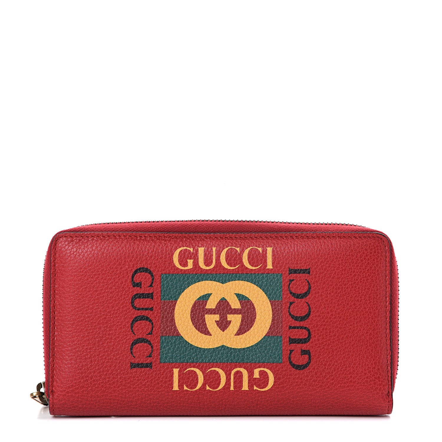 Gucci Cripto Calfskin Interlocking G Logo Zip Around Wallet Hibiscus Red Giallo Black Green Red 1 of 6
