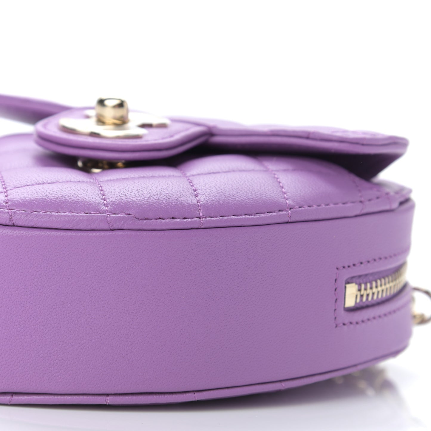 Lambskin Quilted CC In Love Heart Clutch With Chain Purple