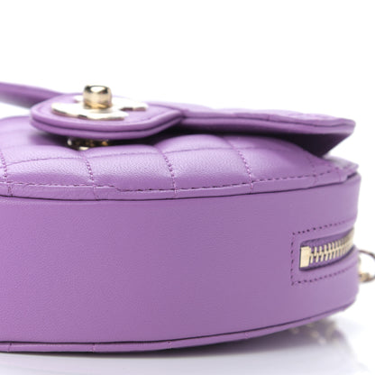 Chanel Lambskin Quilted CC In Love Heart Clutch With Chain Purple 10 of 11