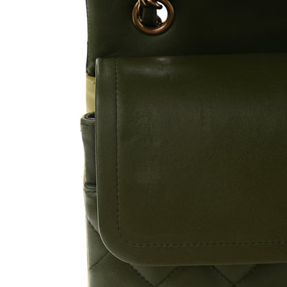 Chanel Lambskin Quilted Tri-Color Jumbo Double Flap Green Brown 11 of 14