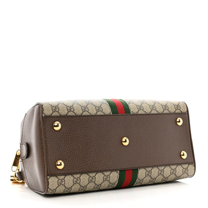 Gucci GG Supreme Monogram Textured Dollar Calfskin Web Medium Ophidia Top Handle Bowler Bag Beige Ebony New Acero 4 of 10