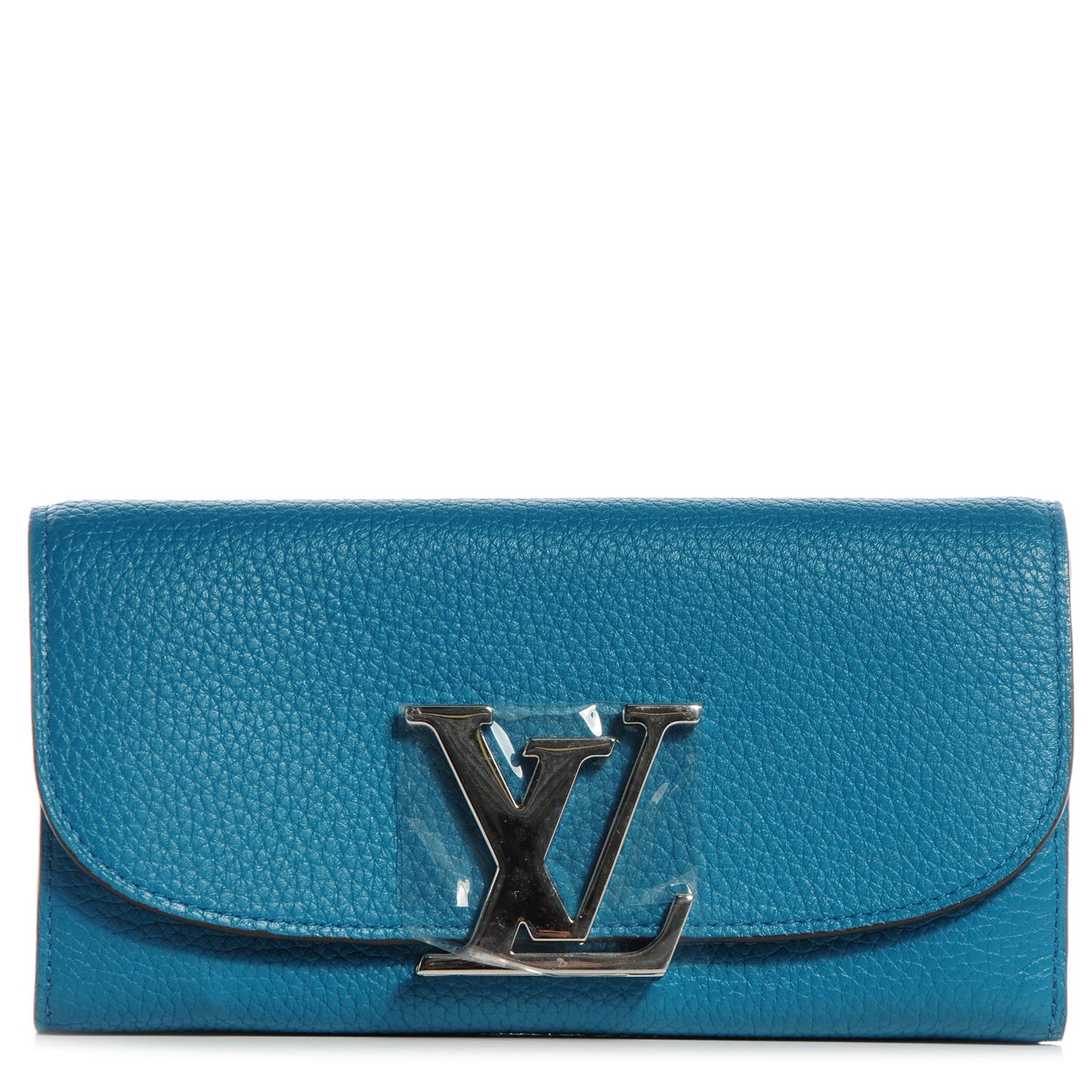 Taurillon Vivienne LV Long Wallet Bleu Canard