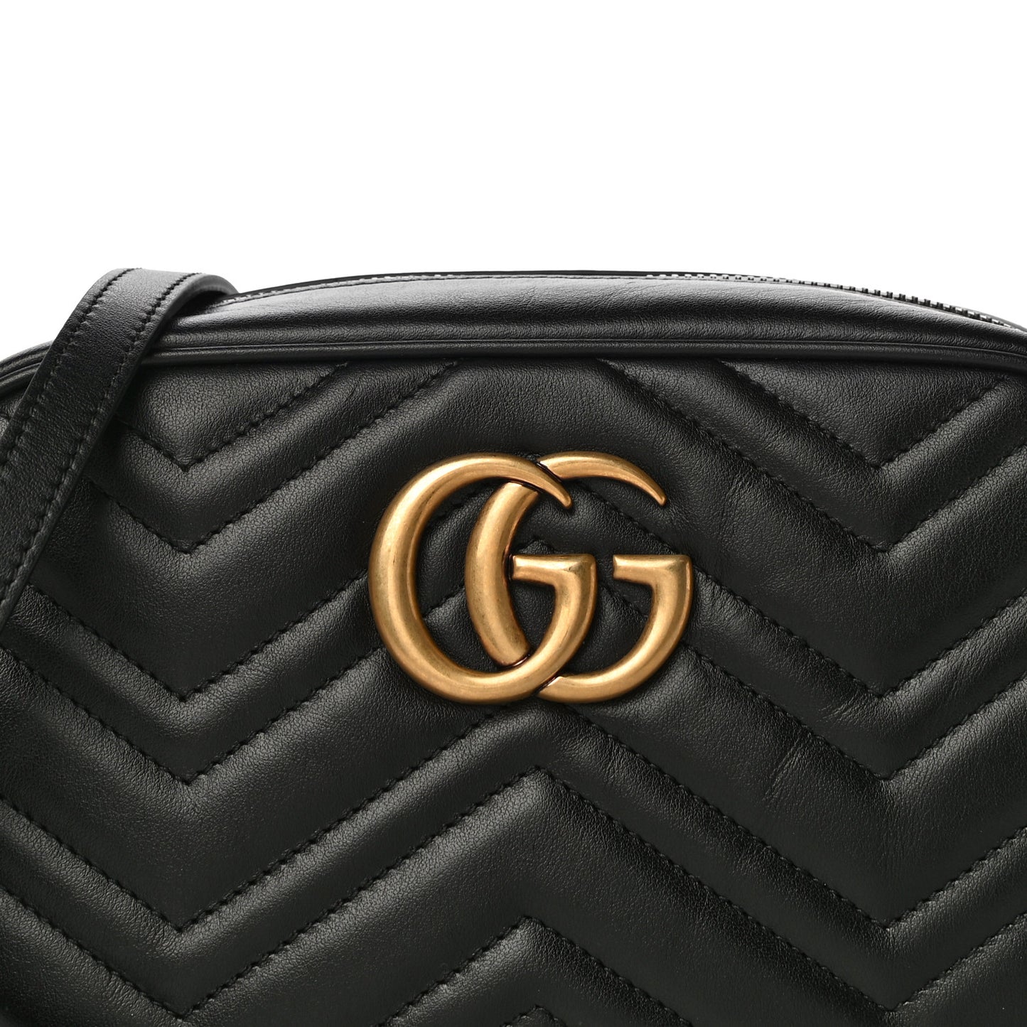Calfskin Matelasse Small GG Marmont Chain Shoulder Bag Black