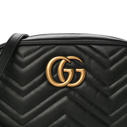 Gucci Calfskin Matelasse Small GG Marmont Chain Shoulder Bag Black 9 of 12