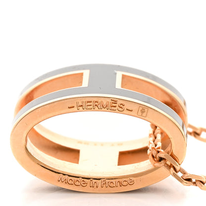 Hermes Lacquered Rose Gold Pop H Pendant Necklace Black 4 of 4