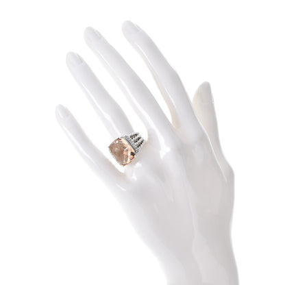 David Yurman Sterling Silver Diamond Morganite 16mm Wheaton Ring 52 6 2 of 4