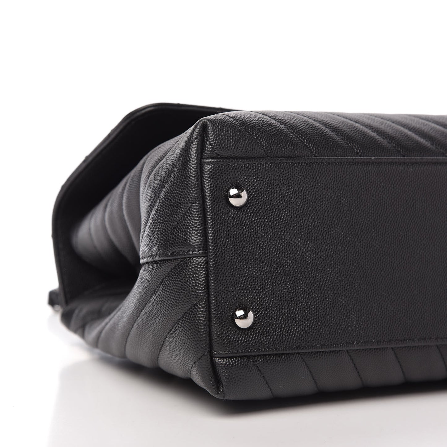 Caviar Chevron Quilted Medium Coco Handle Flap Black
