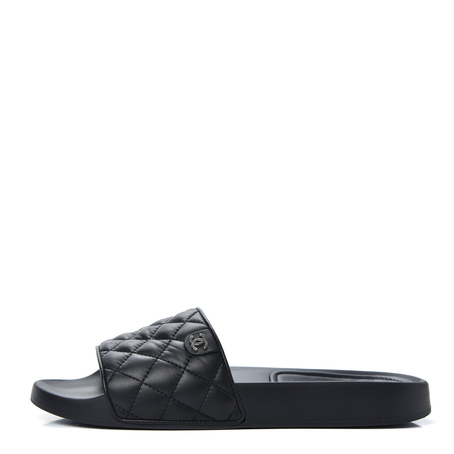 Lambskin Quilted CC Mules Sandals 40 Black