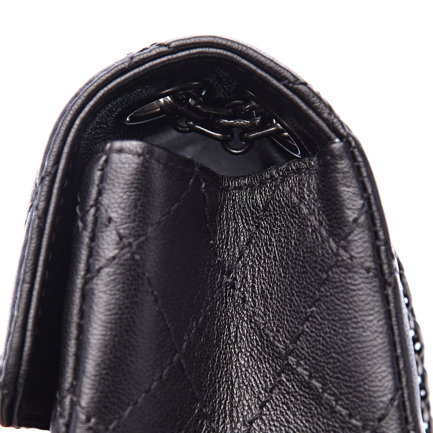 Metallic Sheepskin Quilted 2.55 Reissue Mini Flap Dark Grey