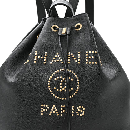 Chanel Caviar Deauville Drawstring Backpack Black 7 of 9