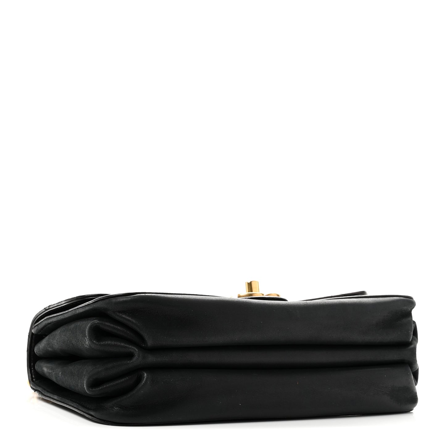 Iridescent Calfskin Quilted Small Straight Lined Flap Black