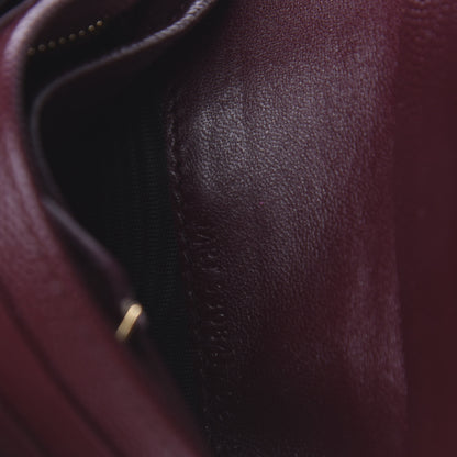 Saint Laurent Grain De Poudre Matelasse Chevron Monogram Card Case Bordeaux 7 of 8