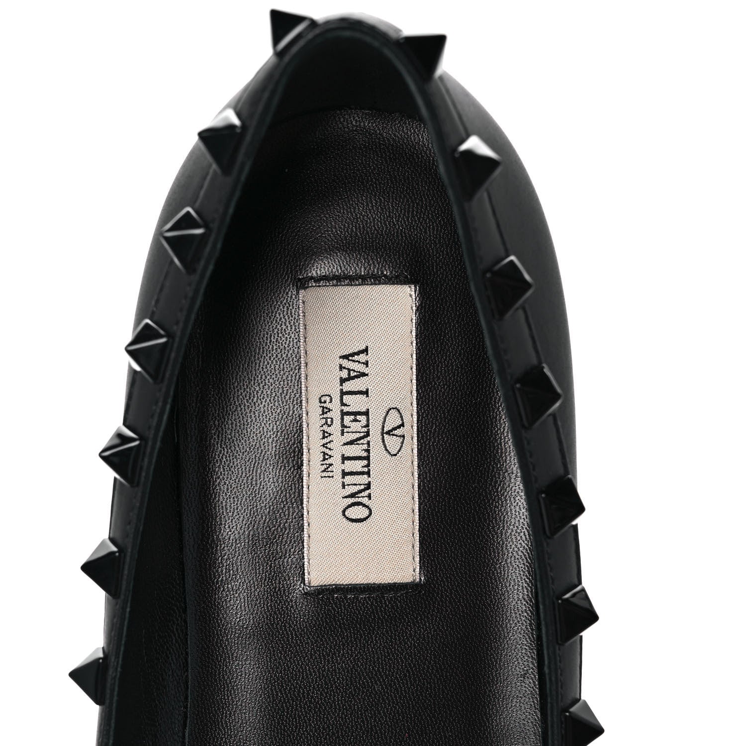 Valentino Garavani Calfskin Lacquered Monochrome Rockstud Ballerina Flats 38.5 Black 7 of 10