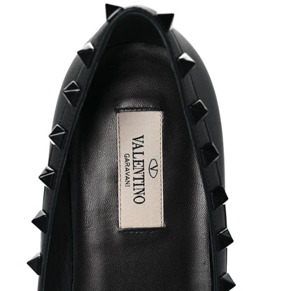 Valentino Garavani Calfskin Lacquered Monochrome Rockstud Ballerina Flats 38.5 Black 7 of 10