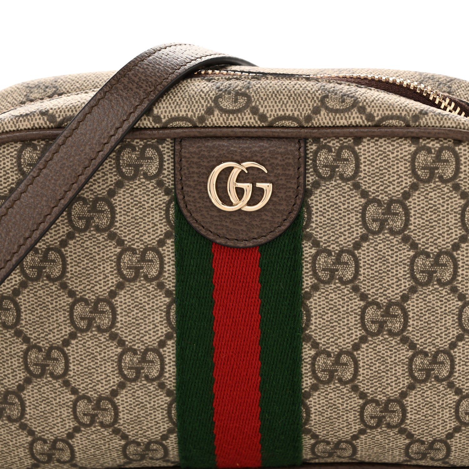 Gucci GG Supreme Monogram Web Small Ophidia Camera Bag Beige Dark Brown 8 of 13