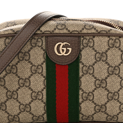 Gucci GG Supreme Monogram Web Small Ophidia Camera Bag Beige Dark Brown 8 of 13