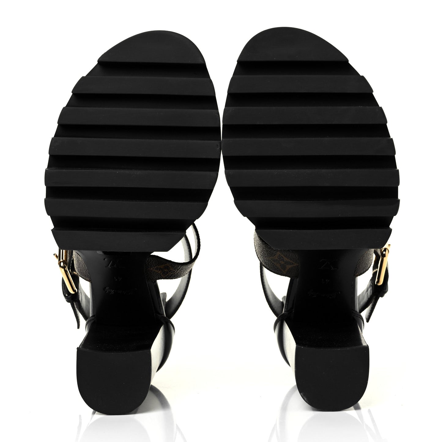 Glazed Calfskin Monogram Star Trail Sandals 41 Black