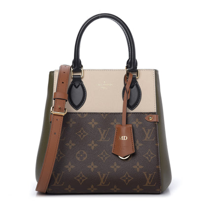 Louis Vuitton Calfskin Monogram Fold Tote PM Cream Khaki Black 1 of 10