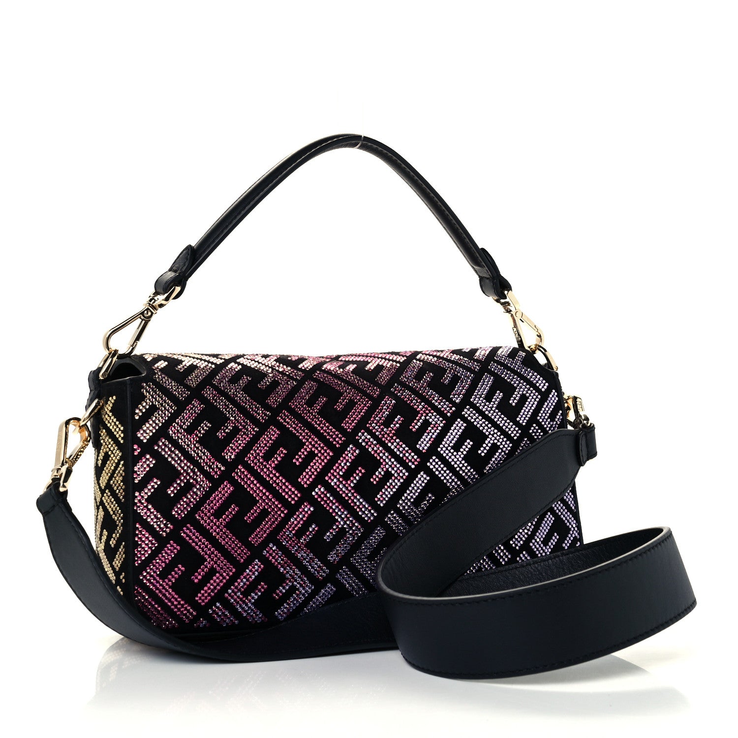 Fendi X VERSACE Calfskin Sequin Fendace FF Baguette Black Multicolor 3 of 12