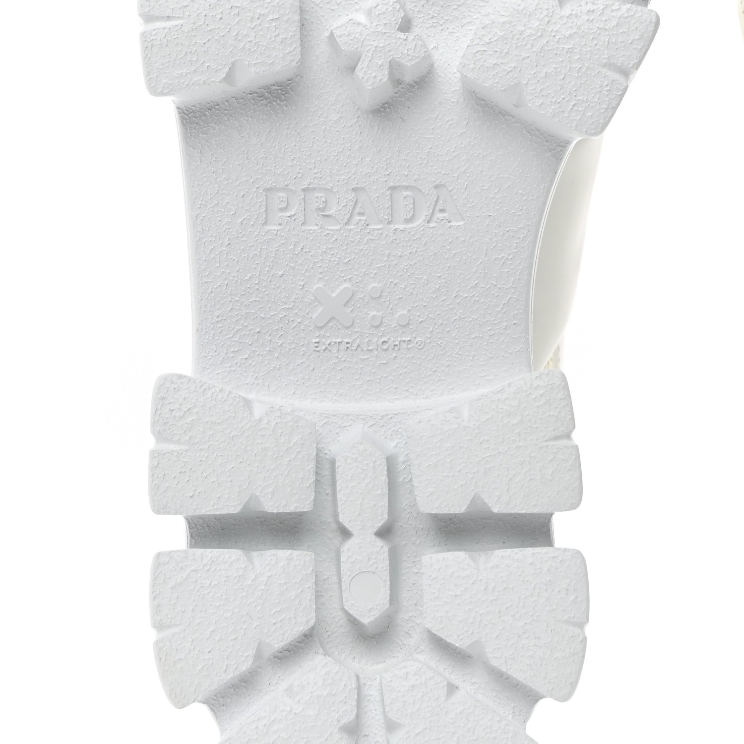 Prada Spazzolato Metal Triangle Logo Padded Monolith 55mm Slingback Sandals 38 White 8 of 9