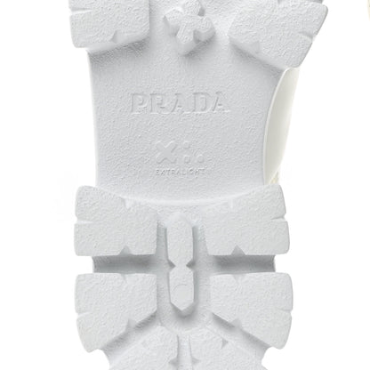 Prada Spazzolato Metal Triangle Logo Padded Monolith 55mm Slingback Sandals 38 White 8 of 9