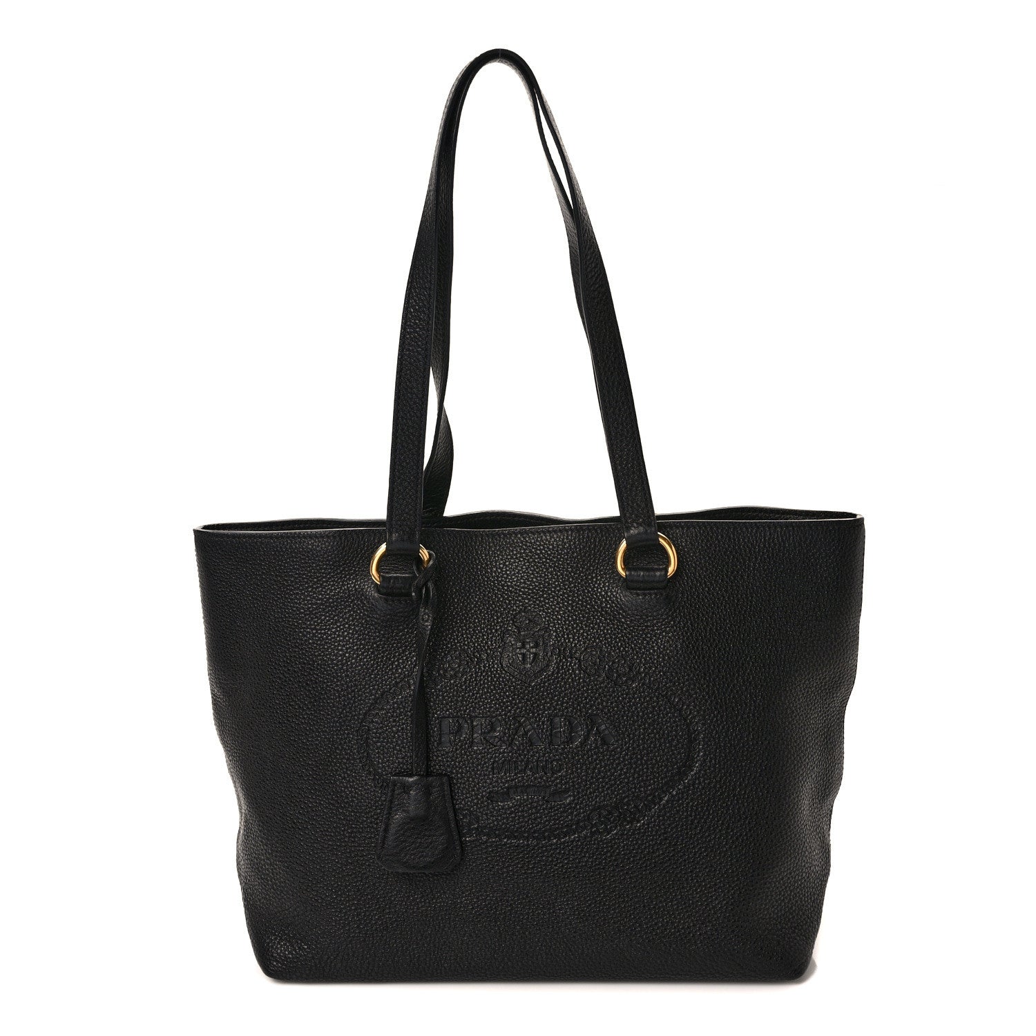 Prada Vitello Daino Embossed Logo Tote Black 1 of 16